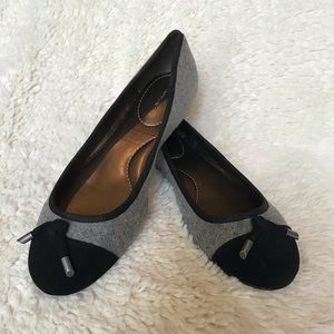 Land's End Gray and Black Cap Toe Ballet Flat, size 8.5